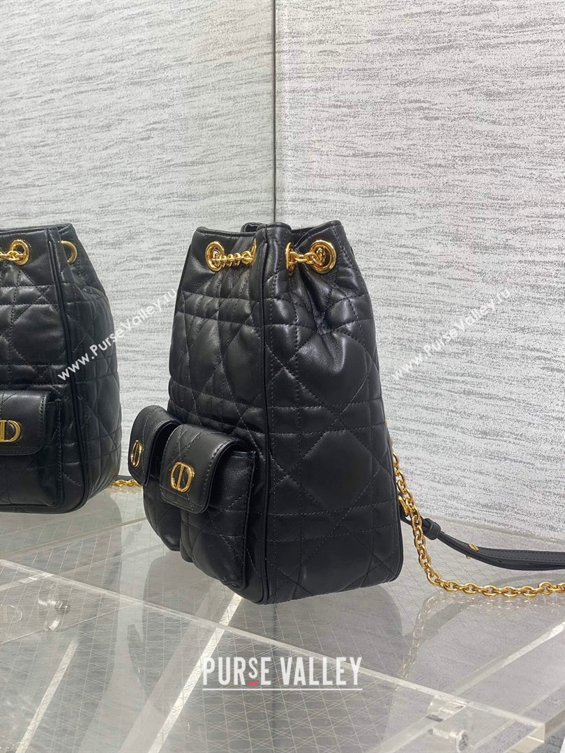 Dior Medium Caro Multicarry Backpack Bag in Macrocannage Lambskin Black 2025 M3375 (XXG-250806022)