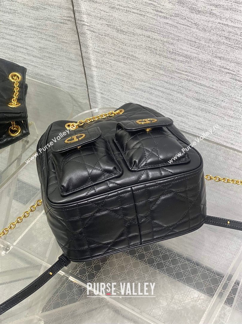 Dior Medium Caro Multicarry Backpack Bag in Macrocannage Lambskin Black 2025 M3375 (XXG-250806022)