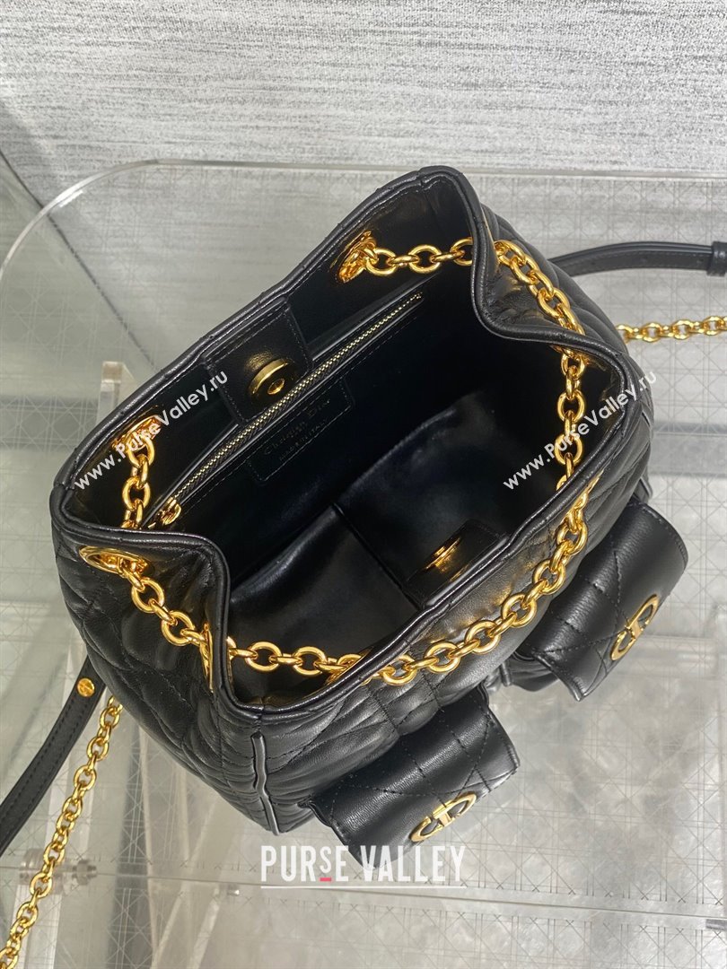 Dior Medium Caro Multicarry Backpack Bag in Macrocannage Lambskin Black 2025 M3375 (XXG-250806022)