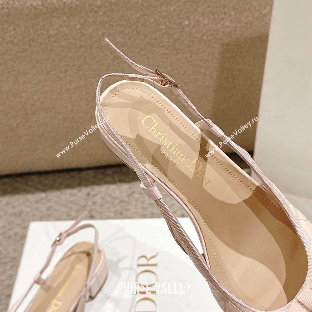 Dior Ballet Slingback Pumps 3cm in Quilted Cannage Calfskin with Pearl Bow Light Pink 2025 (MD-250822020)