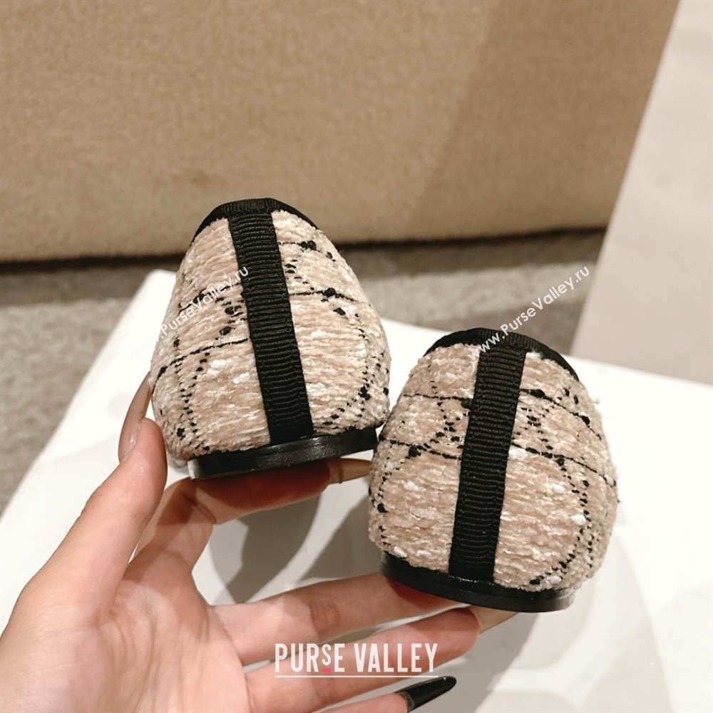 Dior Ballet Flats in Quilted Cannage Tweed with Pearl Bow Beige 2025 0822 (MD-250822026)