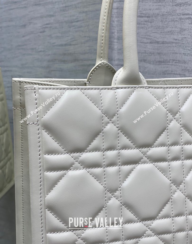 Dior Medium Book Tote Bag in Macrocannage Calfskin White 2024 (XXG-240523015)