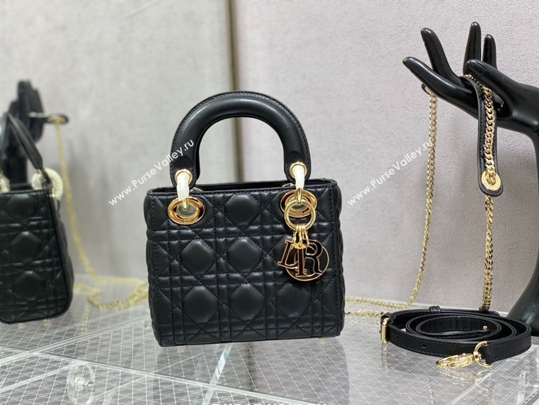 Dior Mini Lady Dior Bag in Black Cannage Lambskin 2024 0523 (XXG-240523080)