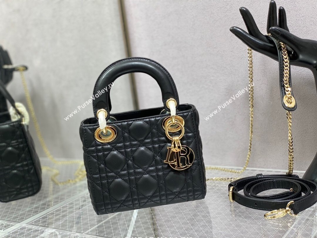 Dior Mini Lady Dior Bag in Black Cannage Lambskin 2024 0523 (XXG-240523080)