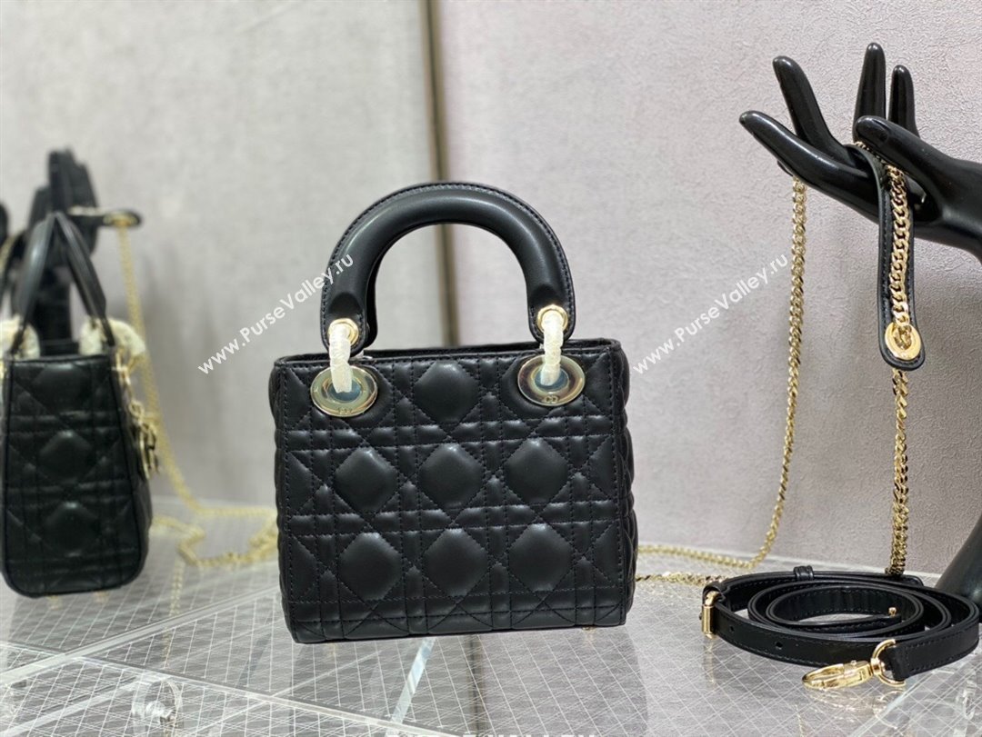 Dior Mini Lady Dior Bag in Black Cannage Lambskin 2024 0523 (XXG-240523080)