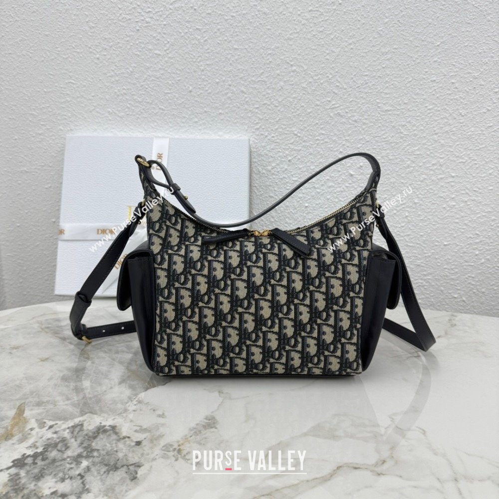 Dior Medium D-Dream Bag in Blue Oblique Jacquard and Smooth Calfskin 2025 M6323 (XXG-250806011)