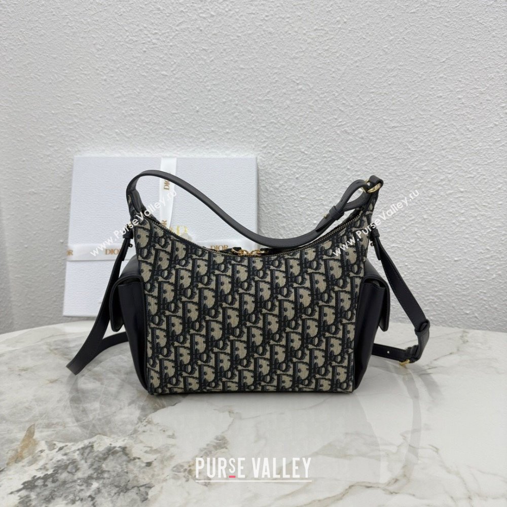 Dior Medium D-Dream Bag in Blue Oblique Jacquard and Smooth Calfskin 2025 M6323 (XXG-250806011)