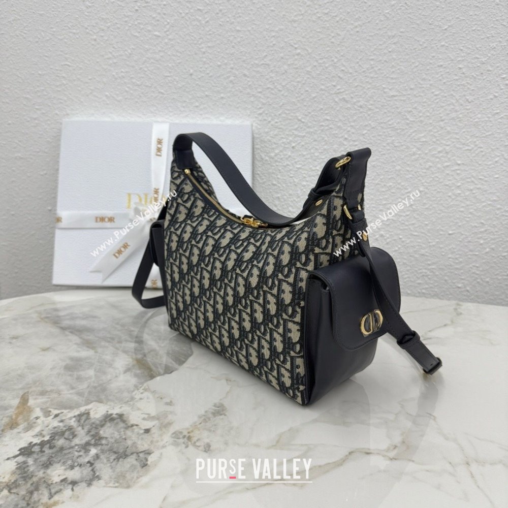 Dior Medium D-Dream Bag in Blue Oblique Jacquard and Smooth Calfskin 2025 M6323 (XXG-250806011)