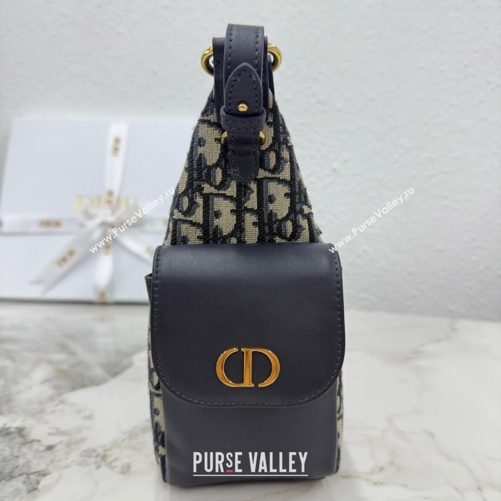 Dior Medium D-Dream Bag in Blue Oblique Jacquard and Smooth Calfskin 2025 M6323 (XXG-250806011)