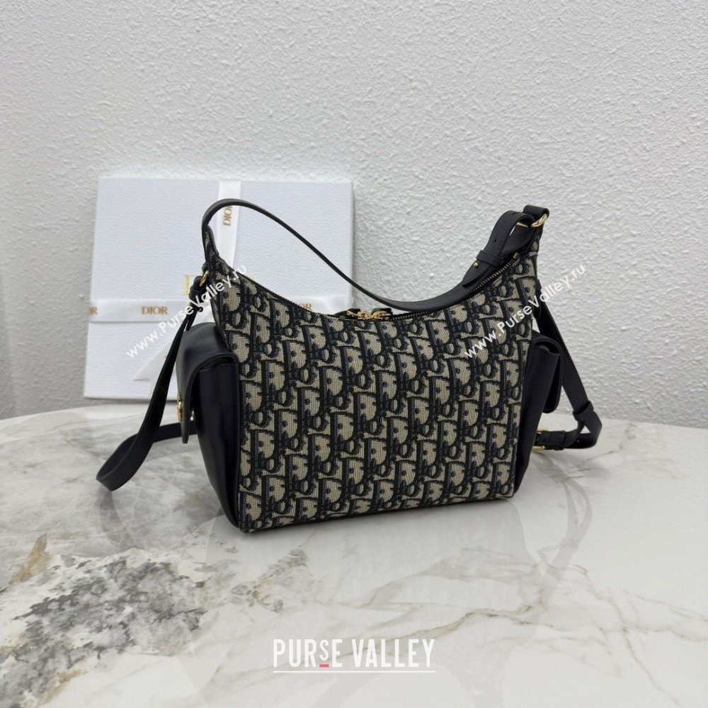 Dior Medium D-Dream Bag in Blue Oblique Jacquard and Smooth Calfskin 2025 M6323 (XXG-250806011)