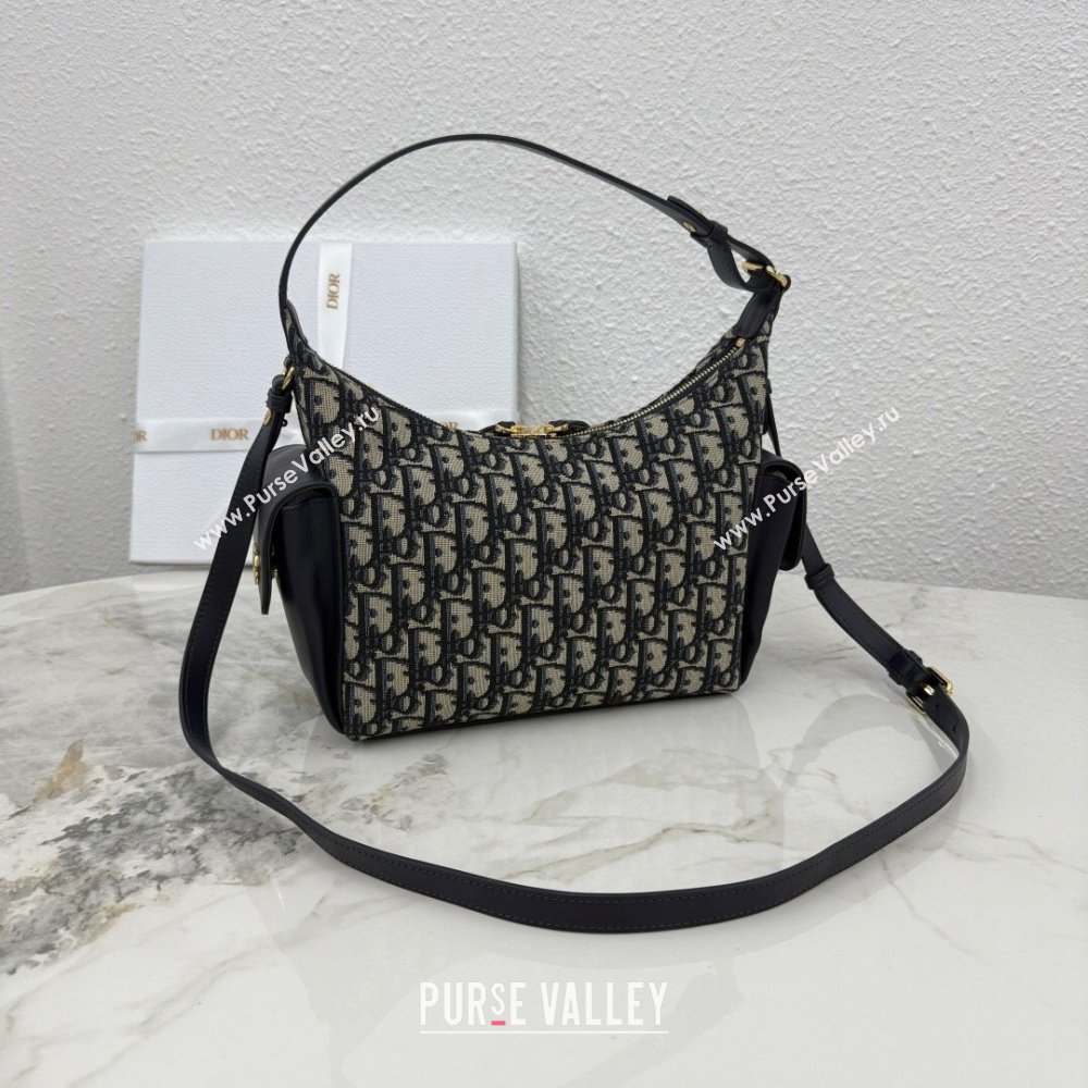 Dior Medium D-Dream Bag in Blue Oblique Jacquard and Smooth Calfskin 2025 M6323 (XXG-250806011)