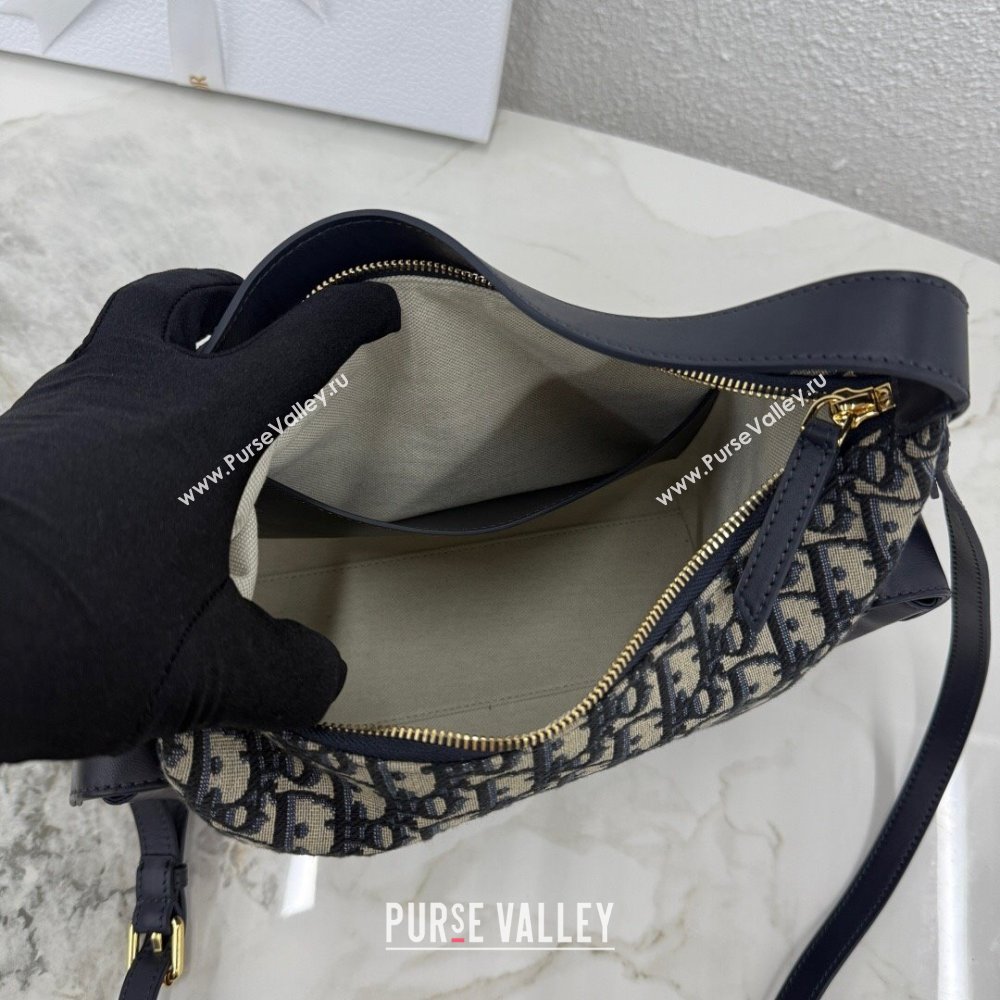 Dior Medium D-Dream Bag in Blue Oblique Jacquard and Smooth Calfskin 2025 M6323 (XXG-250806011)