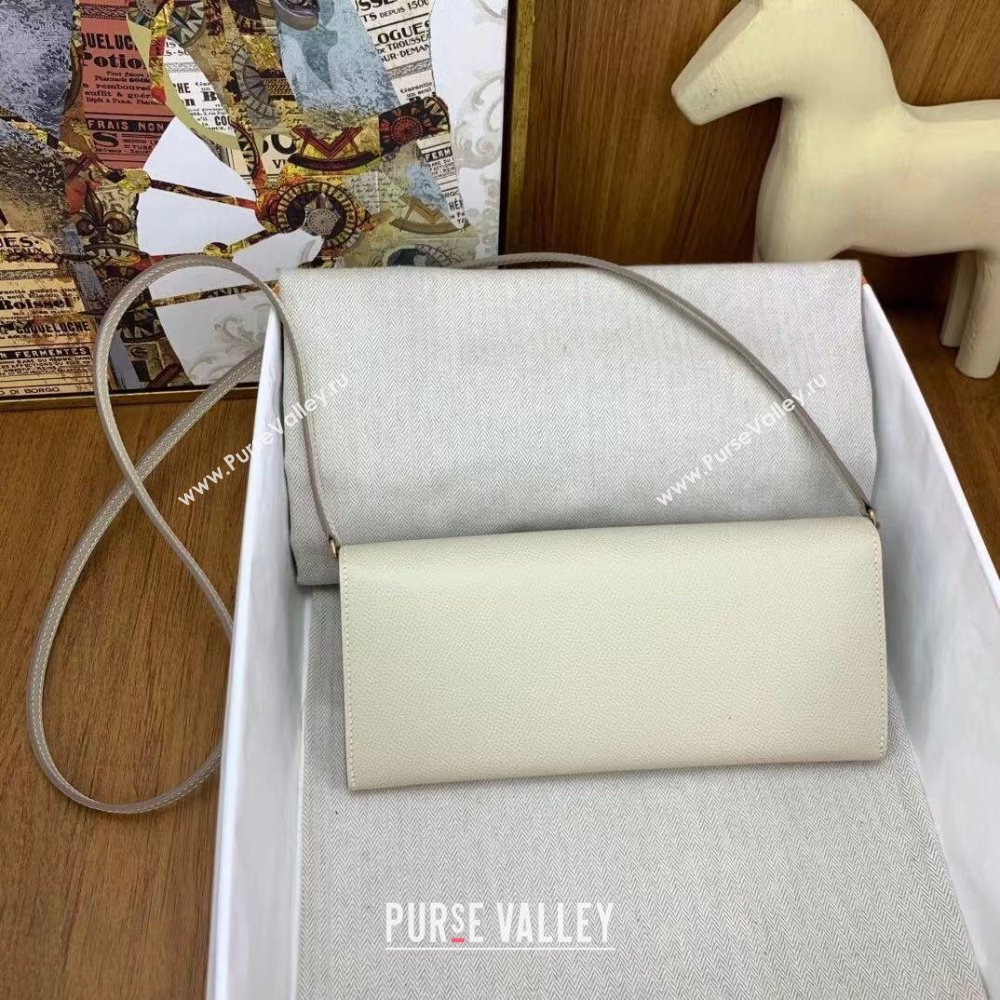 Hermes CHAINE DANCRE To Go Wallet in Original Epsom Leather Milk Shake White/Gold 2024(Full Handmade) (XYA-24121914)