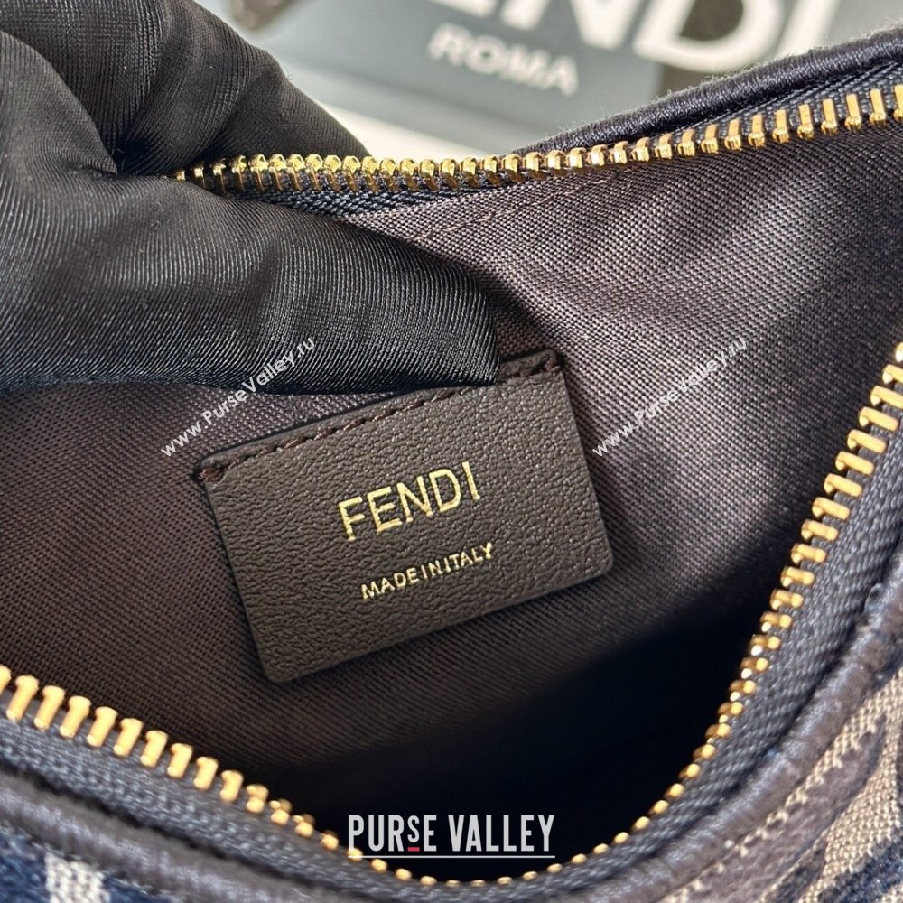 Fendi Fendigraphy Mini Hobo Bag in FF Chenille Fabric Blue 2025 8657 (CL-250210035)