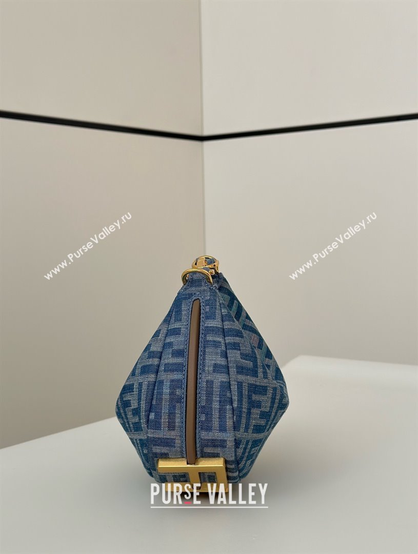 Fendi Fendigraphy Mini Hobo Bag in FF Denim Blue 2025 8657 (CL-250210034)