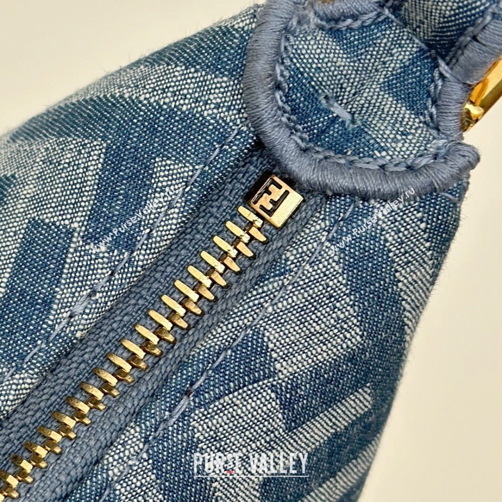Fendi Fendigraphy Mini Hobo Bag in FF Denim Blue 2025 8657 (CL-250210034)