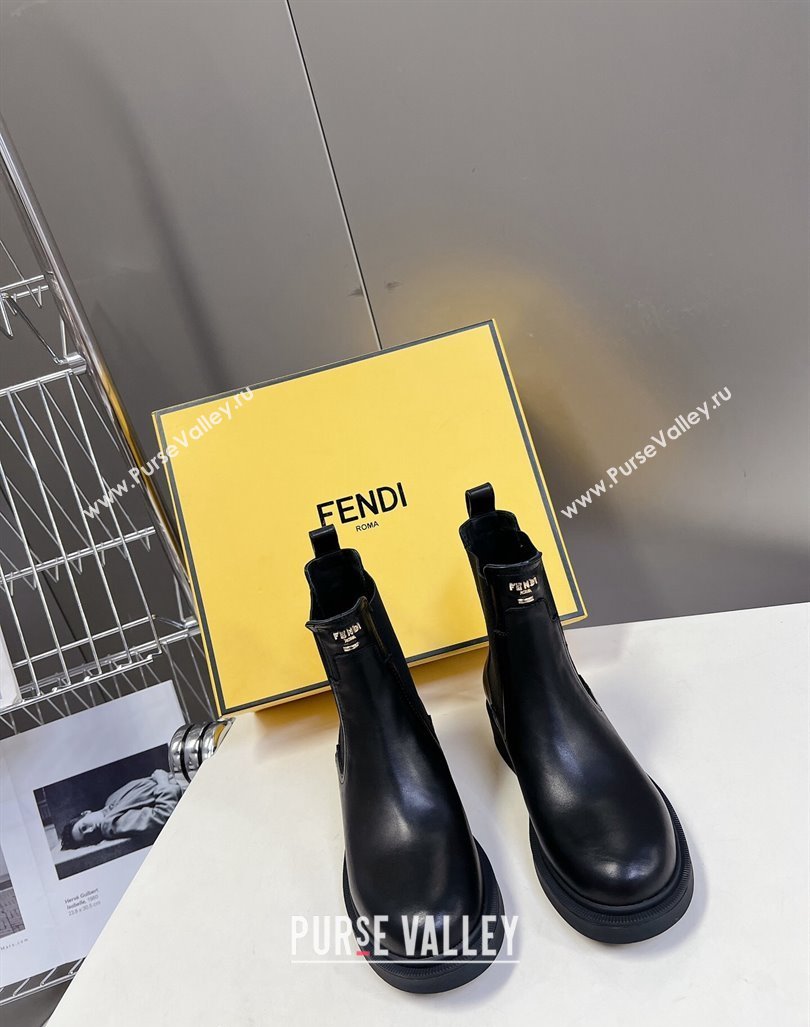 Fendi Filo Biker Ankle Boots 3.5cm in Black Calf Leather 2024 (MD-240930091)