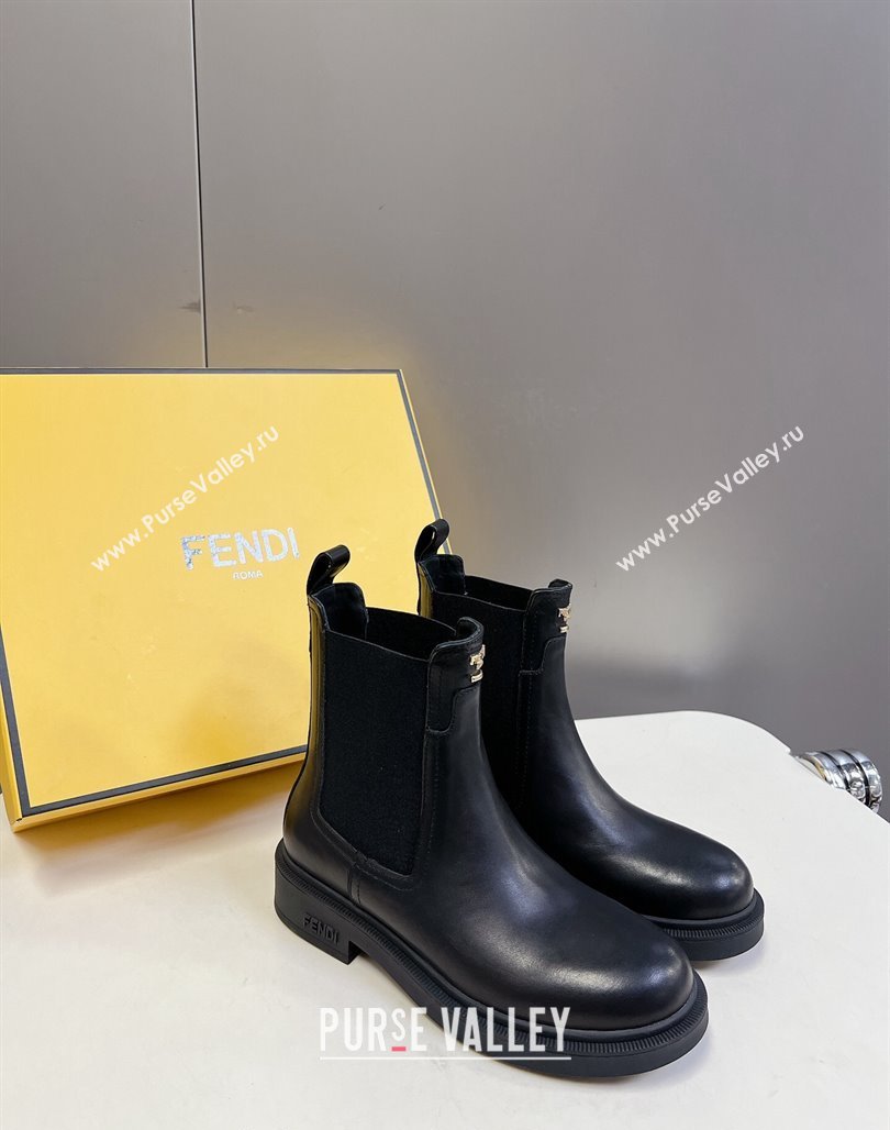 Fendi Filo Biker Ankle Boots 3.5cm in Black Calf Leather 2024 (MD-240930091)