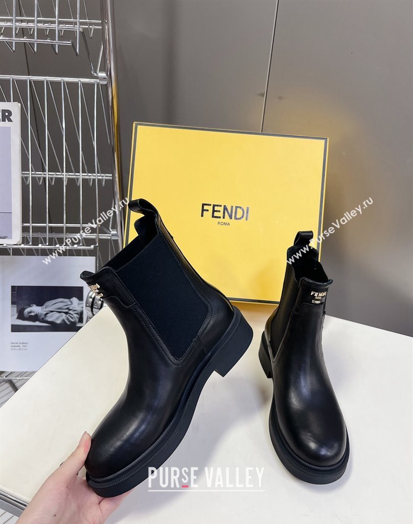 Fendi Filo Biker Ankle Boots 3.5cm in Black Calf Leather 2024 (MD-240930091)