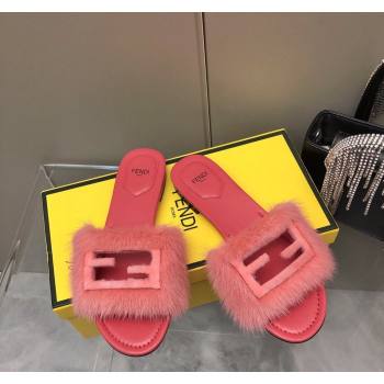 Fendi Baguette Flat Slides Sandal in Mink Fur Pink2 2024 0930 (MD-240930116)