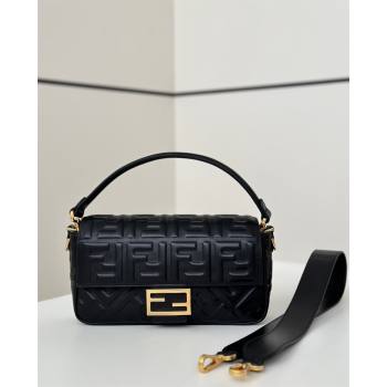 Fendi Baguette Medium Nappa Leather Bag Black/Gold 0135M 20250628 (CL-250628014)