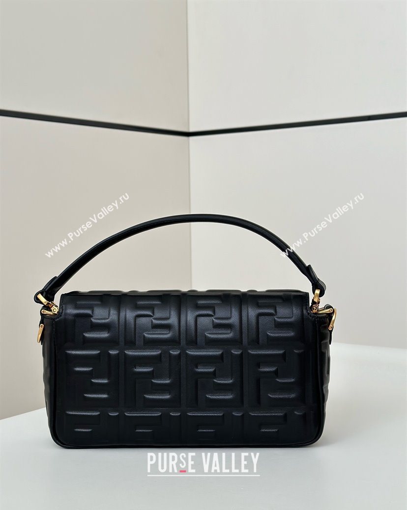 Fendi Baguette Medium Nappa Leather Bag Black/Gold 0135M 20250628 (CL-250628014)