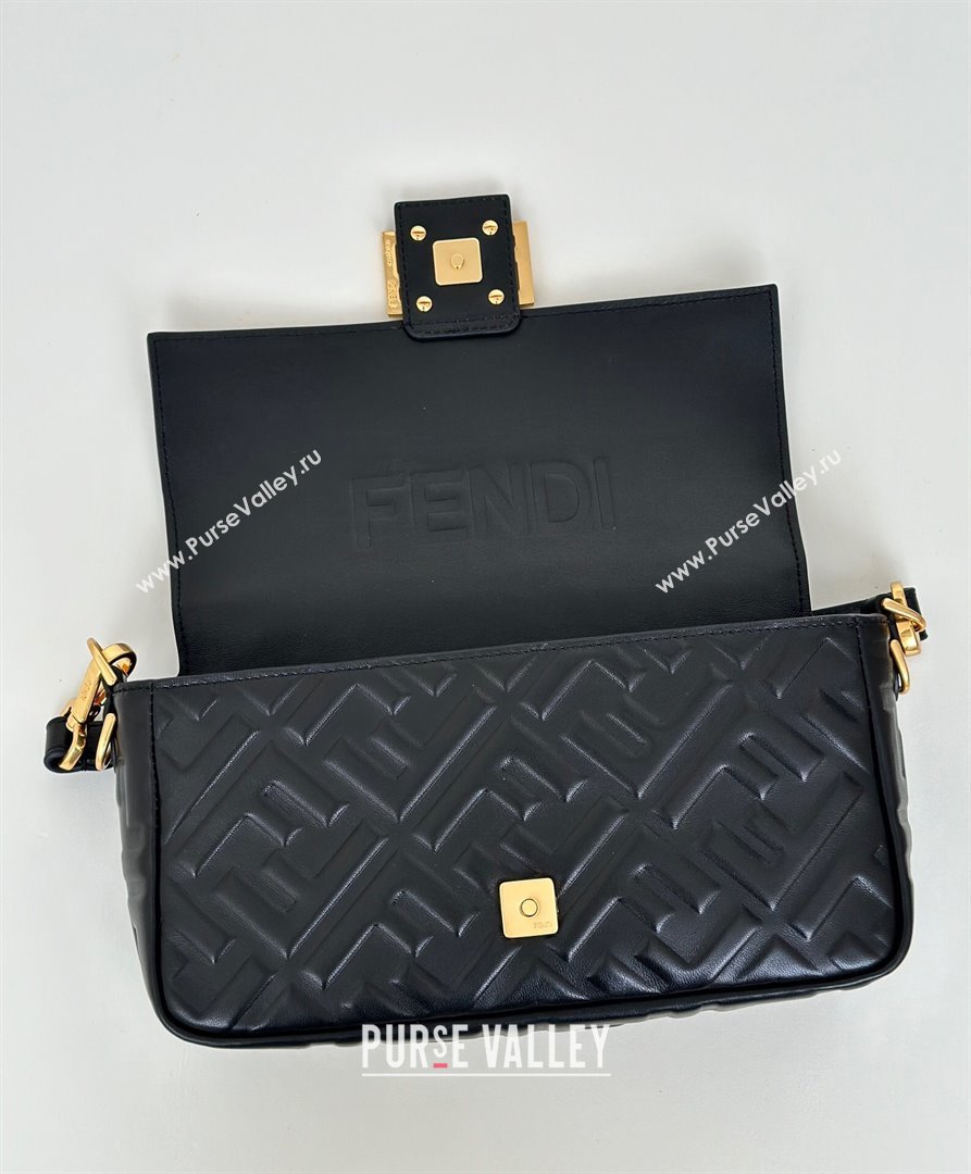 Fendi Baguette Medium Nappa Leather Bag Black/Gold 0135M 20250628 (CL-250628014)