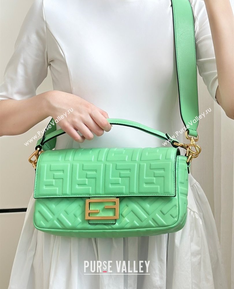 Fendi Baguette Medium Nappa Leather Bag 0135M Light Green 2025 0807 (CL-250807007)