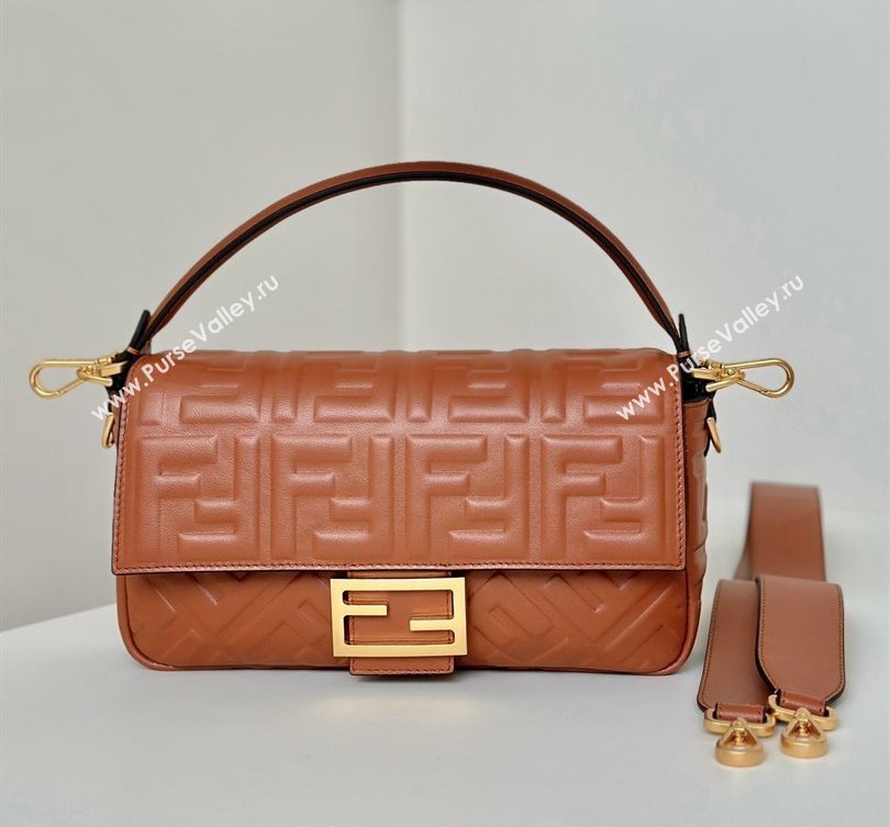 Fendi Baguette Medium Nappa Leather Bag 0135M Caramel Brown 2025 0807 (CL-250807009)