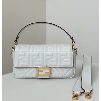 Fendi Baguette Medium Nappa Leather Bag 0135M White 2025 0807 (CL-250807011)