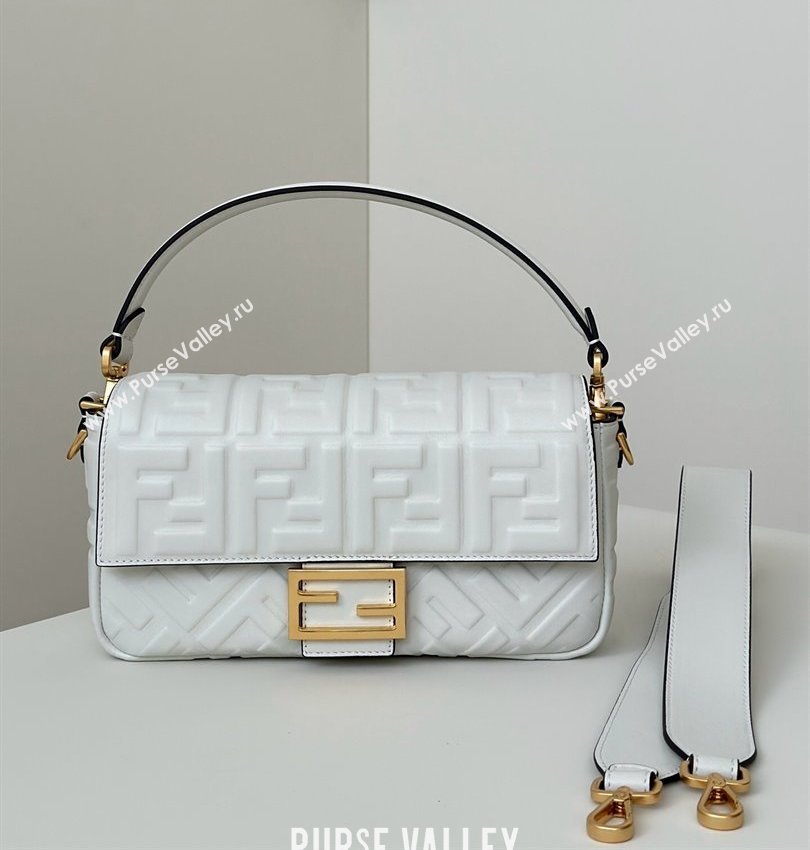 Fendi Baguette Medium Nappa Leather Bag 0135M White 2025 0807 (CL-250807011)