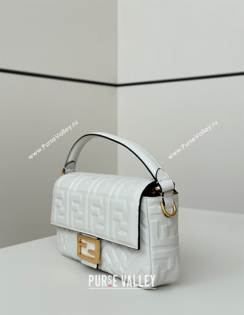 Fendi Baguette Medium Nappa Leather Bag 0135M White 2025 0807 (CL-250807011)