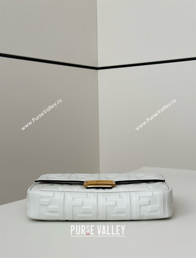 Fendi Baguette Medium Nappa Leather Bag 0135M White 2025 0807 (CL-250807011)