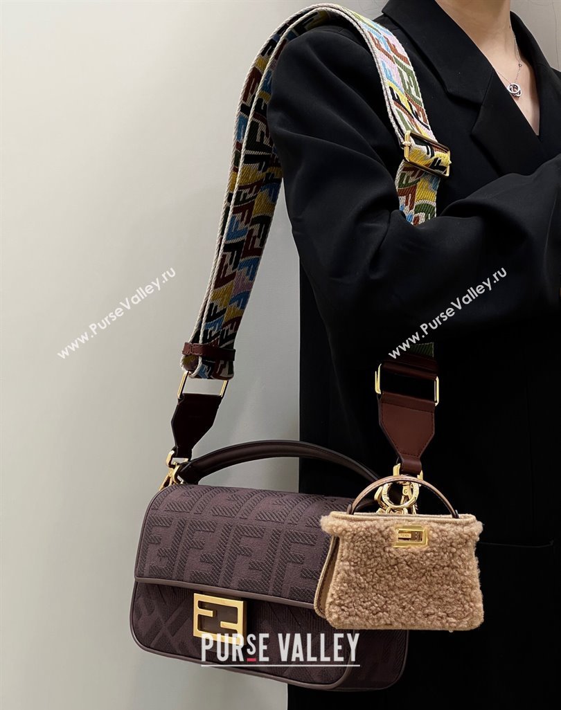 Fendi Baguette Medium Bag in Canvas with FF embroidery Chocolate Brown 2025 0159M (CL-250522020)