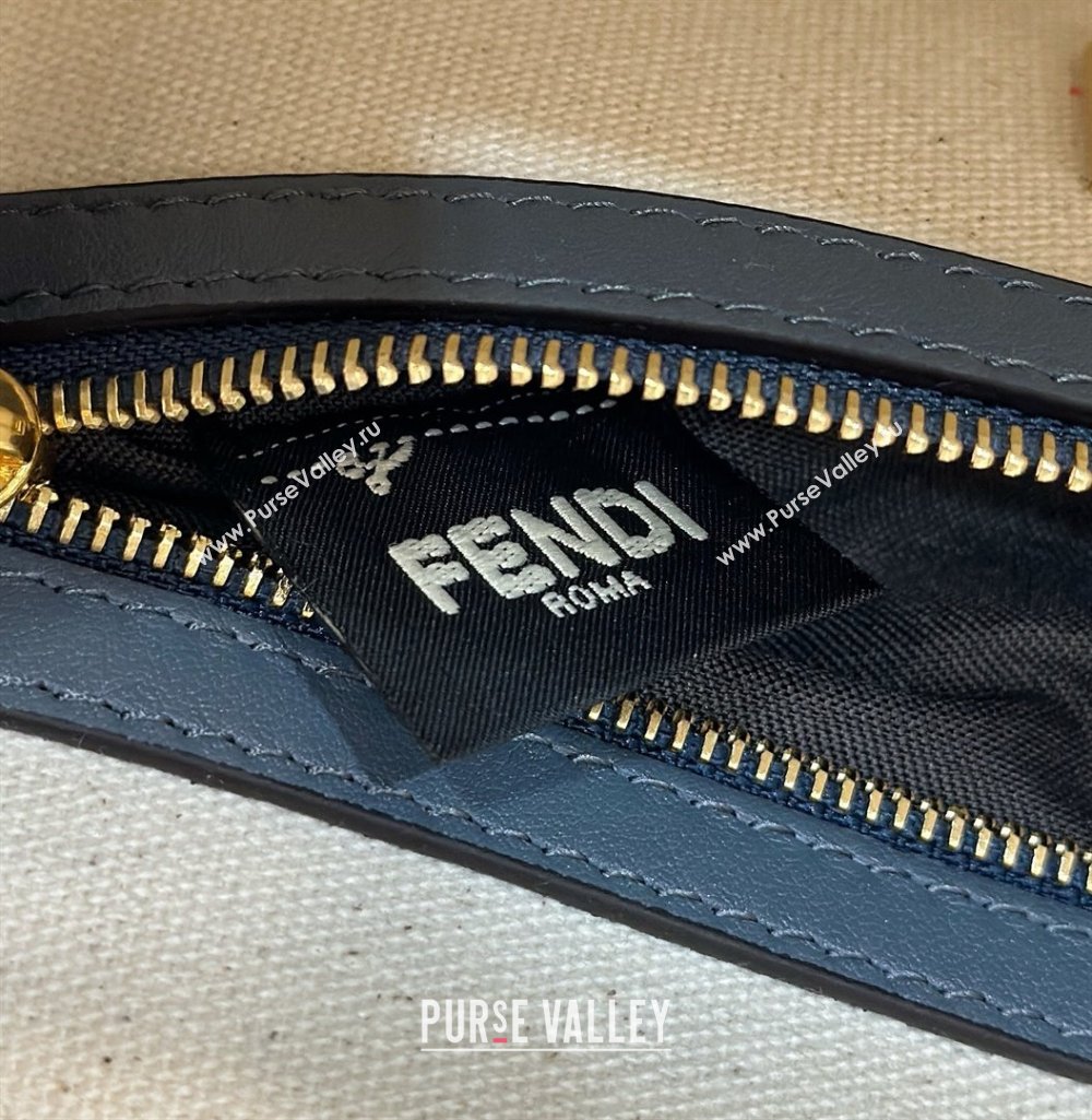 Fendi Baguette Medium Bag in Canvas with FF embroidery Blue/Multicolor 2025 0159M (CL-250522019)