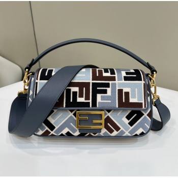 Fendi Baguette Medium Bag in Canvas with FF embroidery Blue/Multicolor 2025 0159M (CL-250522019)