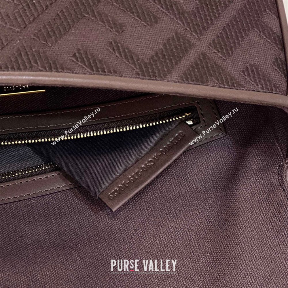 Fendi Baguette Medium Bag in Canvas with FF embroidery Chocolate Brown 2025 0159M (CL-250522020)