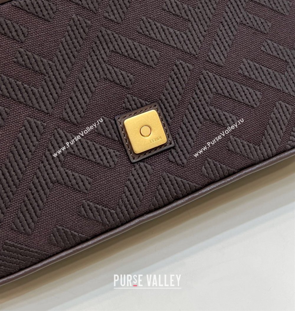 Fendi Baguette Medium Bag in Canvas with FF embroidery Chocolate Brown 2025 0159M (CL-250522020)