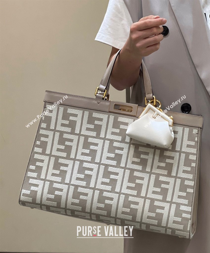 Fendi Peekaboo X-Tote Bag in FF Canvas 8265A Grey/White 2024 0523 (CL-240523135)