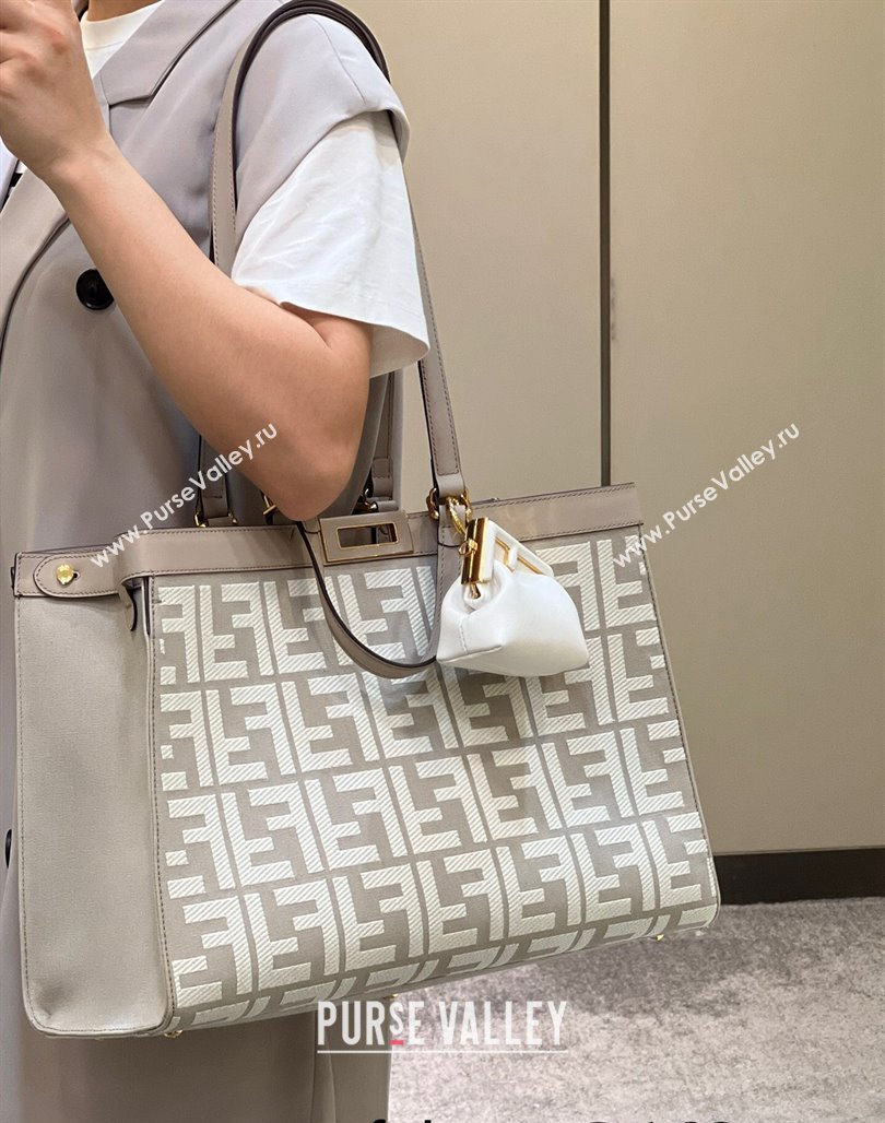 Fendi Peekaboo X-Tote Bag in FF Canvas 8265A Grey/White 2024 0523 (CL-240523135)