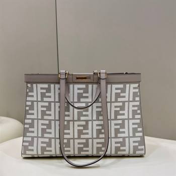 Fendi Peekaboo X-Tote Bag in FF Canvas 8265A Grey/White 2024 0523 (CL-240523135)