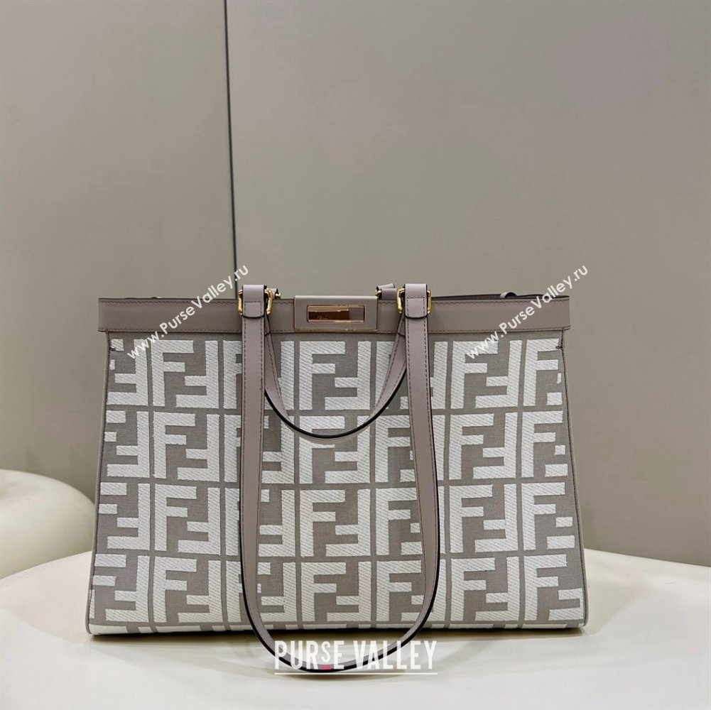 Fendi Peekaboo X-Tote Bag in FF Canvas 8265A Grey/White 2024 0523 (CL-240523135)