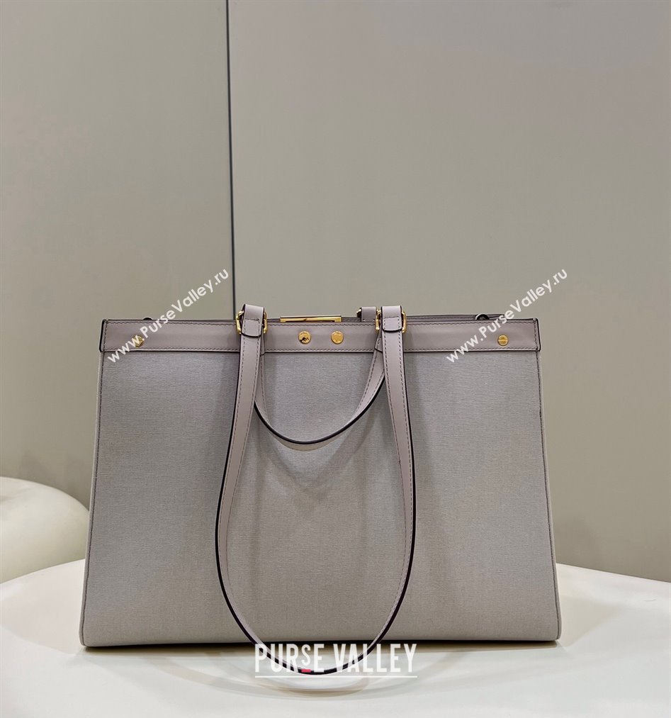 Fendi Peekaboo X-Tote Bag in FF Canvas 8265A Grey/White 2024 0523 (CL-240523135)