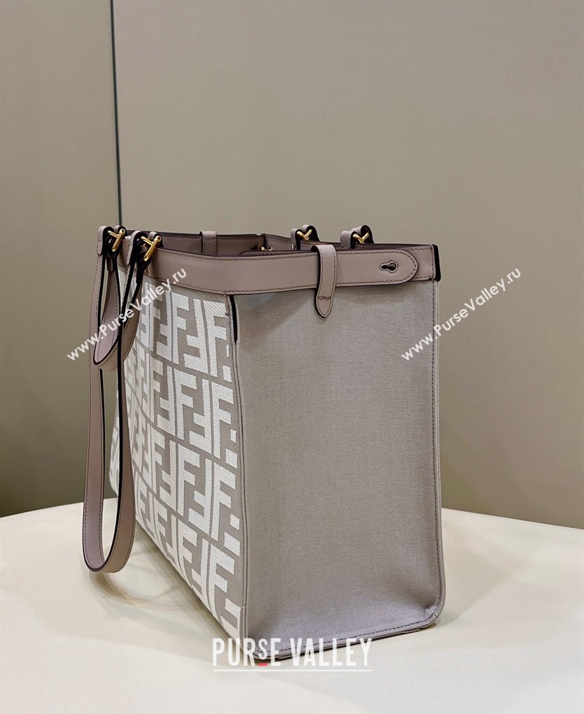 Fendi Peekaboo X-Tote Bag in FF Canvas 8265A Grey/White 2024 0523 (CL-240523135)