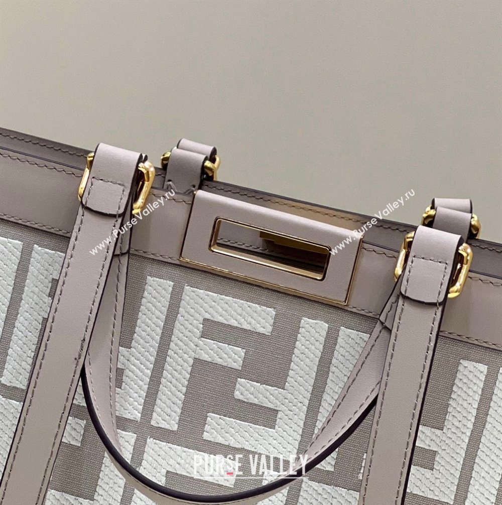 Fendi Peekaboo X-Tote Bag in FF Canvas 8265A Grey/White 2024 0523 (CL-240523135)