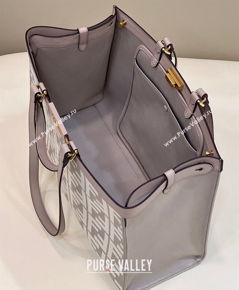 Fendi Peekaboo X-Tote Bag in FF Canvas 8265A Grey/White 2024 0523 (CL-240523135)