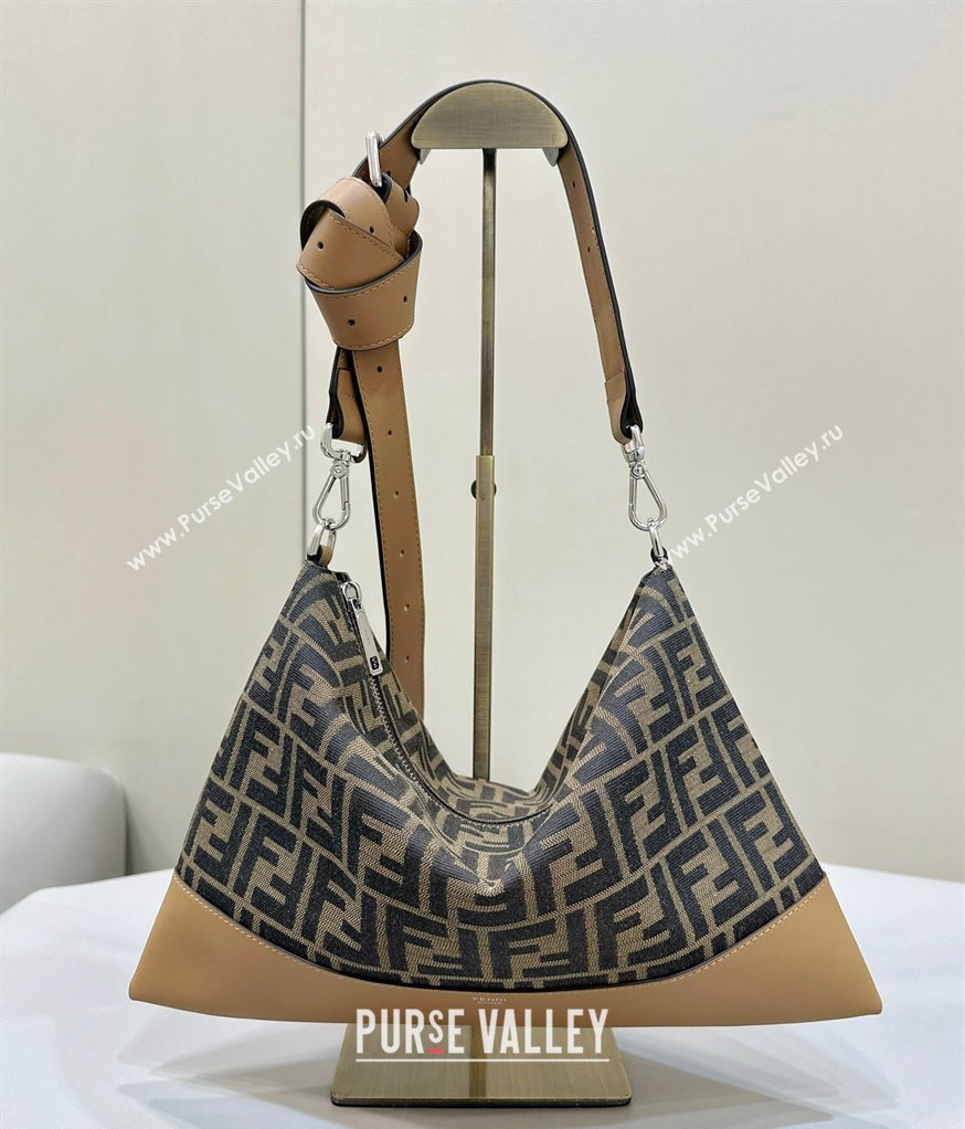 Fendi After Slim Messenger Bag in FF Fabric and Leather Beige/Apricot 2024 8631 (CL-240219088)