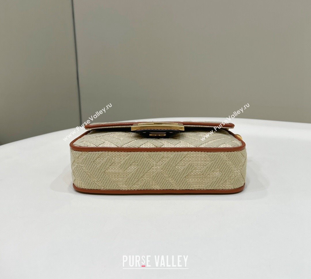 Fendi Baguette Medium Bag in Natural Straw with FF Embroidery Beige 2024 0159BM (CL-240219103)