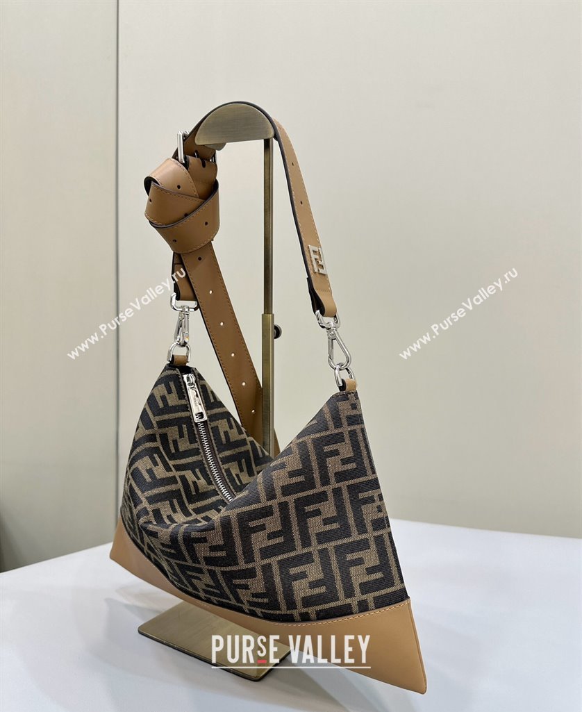 Fendi After Slim Messenger Bag in FF Fabric and Leather Beige/Apricot 2024 8631 (CL-240219088)