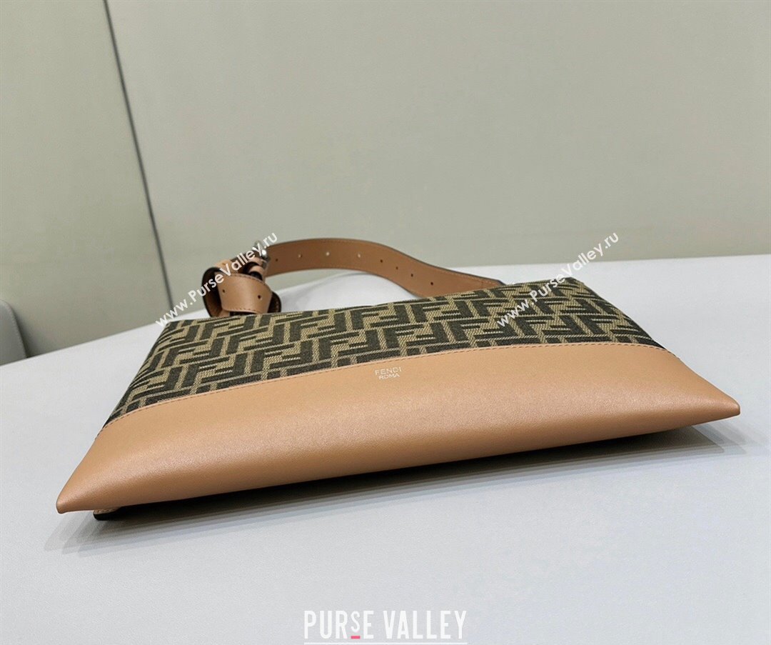 Fendi After Slim Messenger Bag in FF Fabric and Leather Beige/Apricot 2024 8631 (CL-240219088)